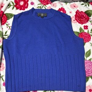 Blue Sleeveless Knit Tank Top